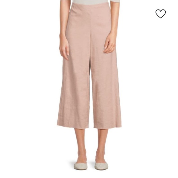 Vince Cropped Wide Leg Linen Blend Pant — Rose Pearl Size 6 - Picture 2 of 15